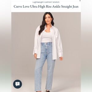Abercrombie & Fitch Light Wash High Rise Curve Love Ankle Straight Jean- Long**
